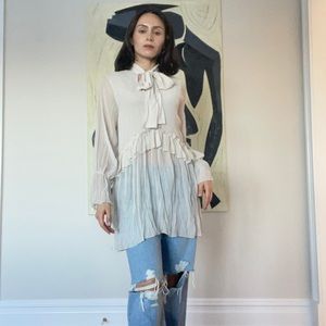 Sheer oat Zara blouse XS